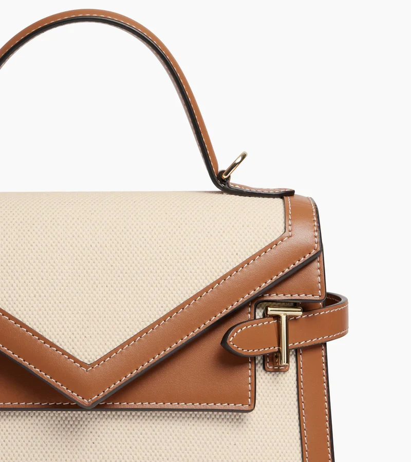 Sac Emilie double rabat Le Tanneur Toile Coton et Cuir