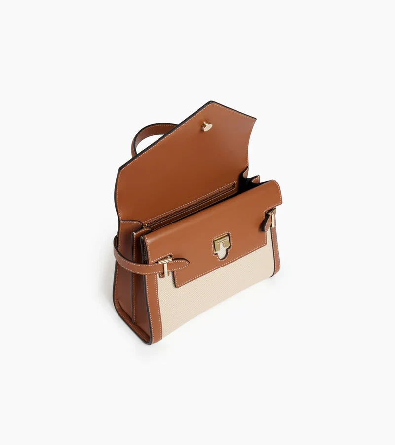 Sac Emilie double rabat Le Tanneur Toile Coton et Cuir