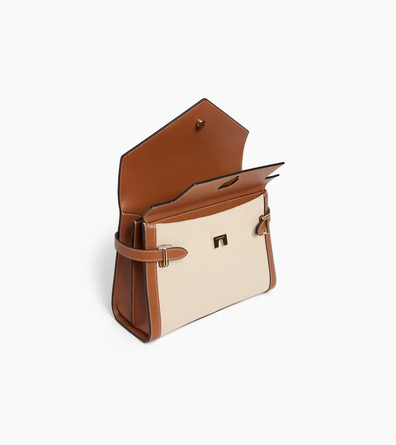 Sac Emilie double rabat Le Tanneur Toile Coton et Cuir
