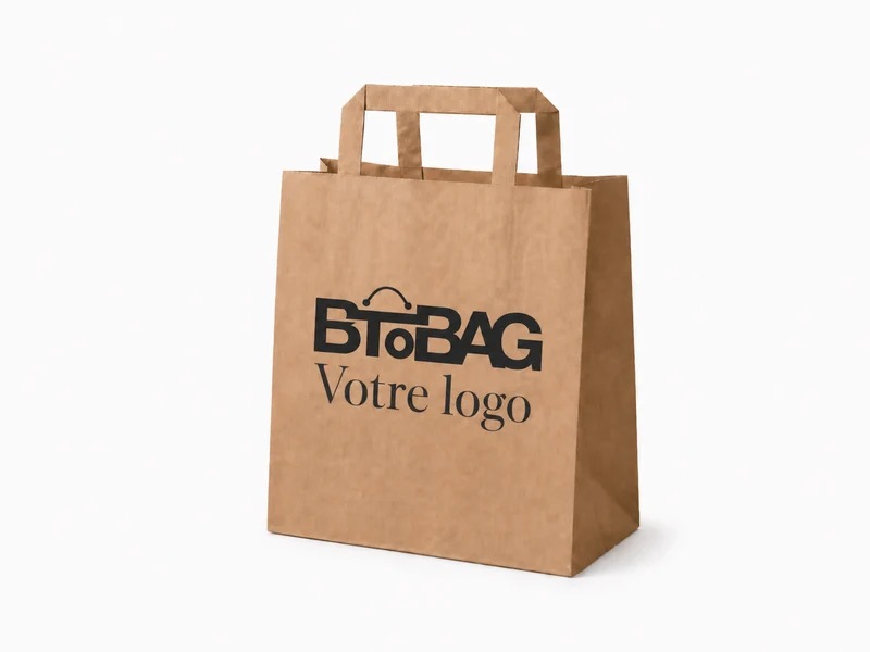 Sac take away kraft poignées plates