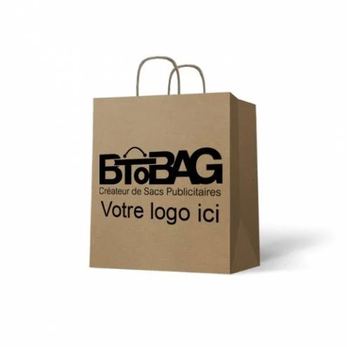 Sac kraft shopping poignées torsadées