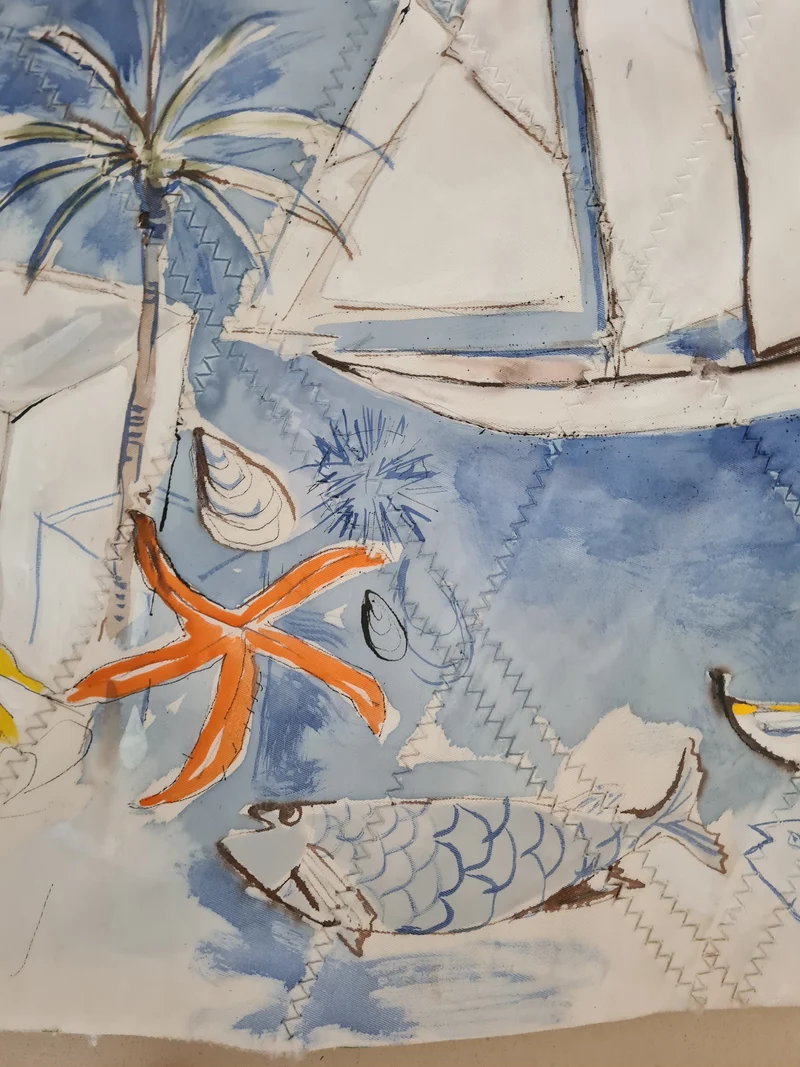 Peinture sur voile , Port de La Ciotat, par Cécile Colombo