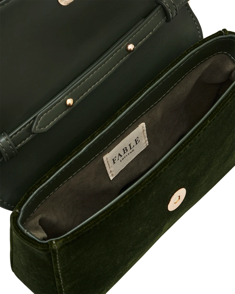 Sophia Wren Embroidered Occasion Bag in Green Velvet
