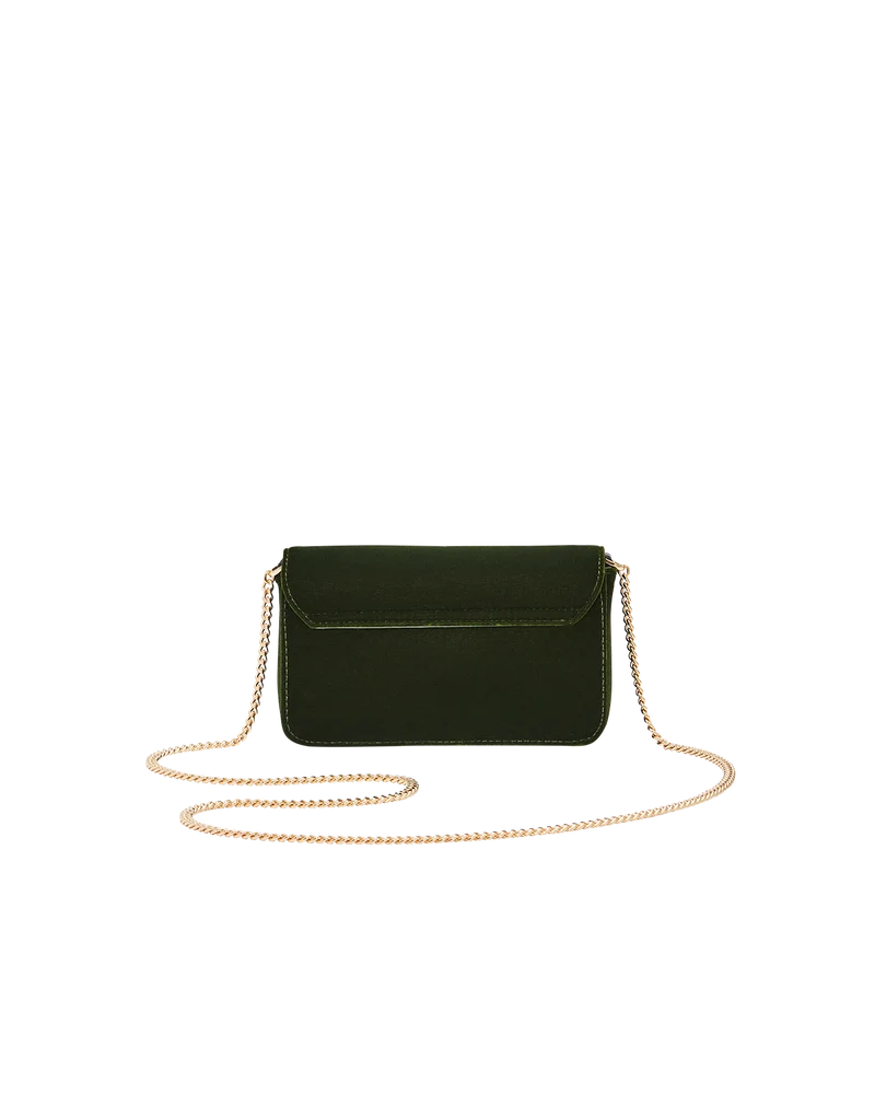 Sophia Wren Embroidered Occasion Bag in Green Velvet