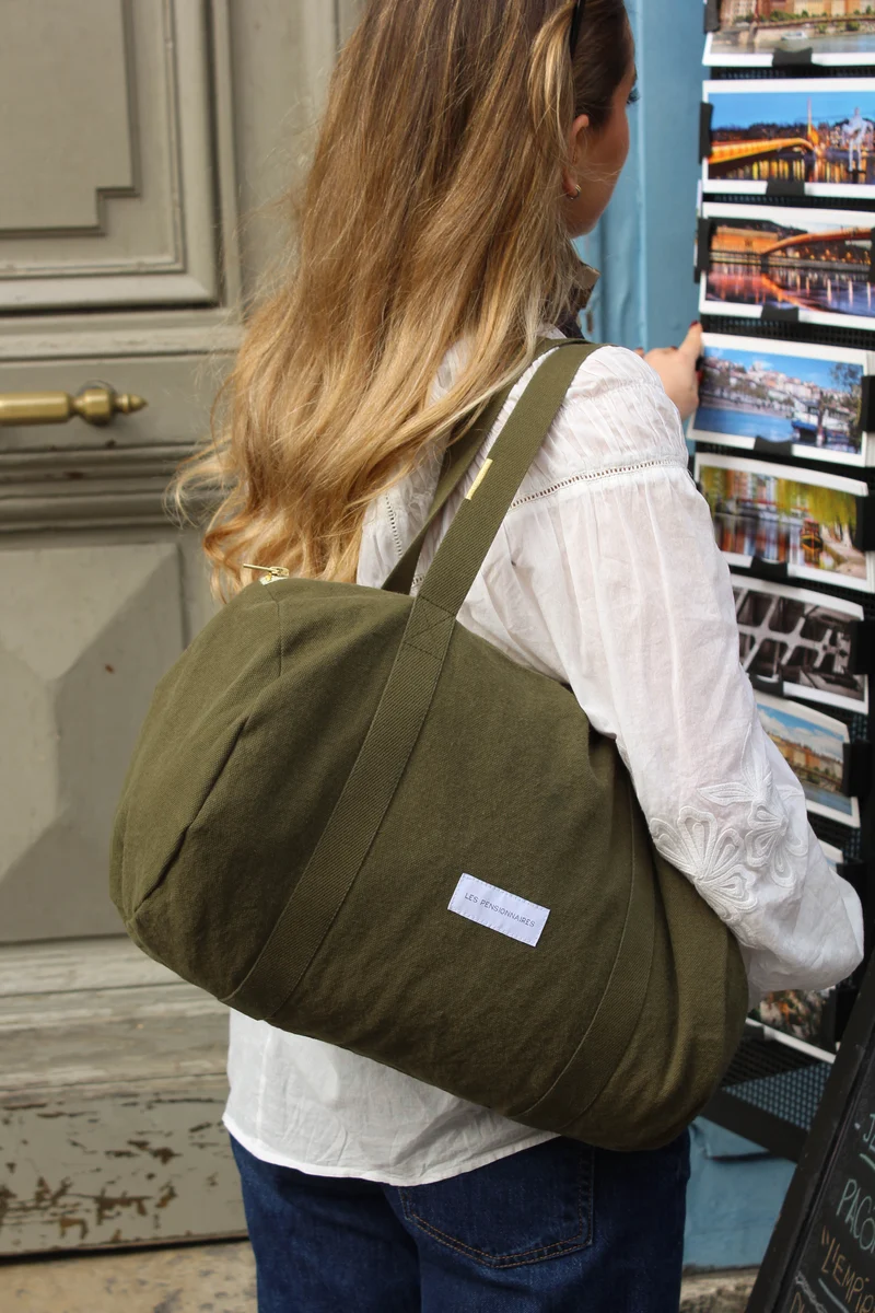 Mini sac bowling en coton bio vert câpre