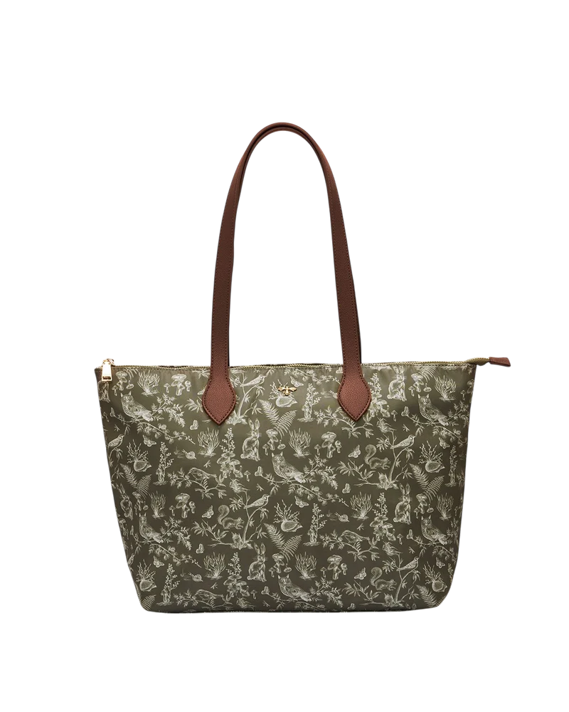 Edith Orla Scene Print Tote Bag in Khaki