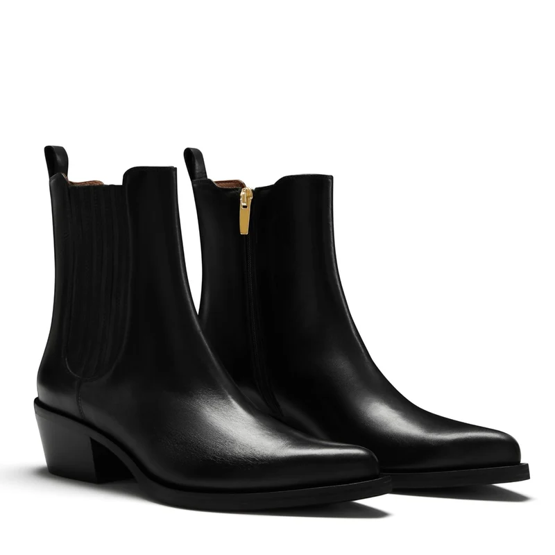 Isabel Bernard Bottes Amandine en cuir de veau noir IB53010-001-38