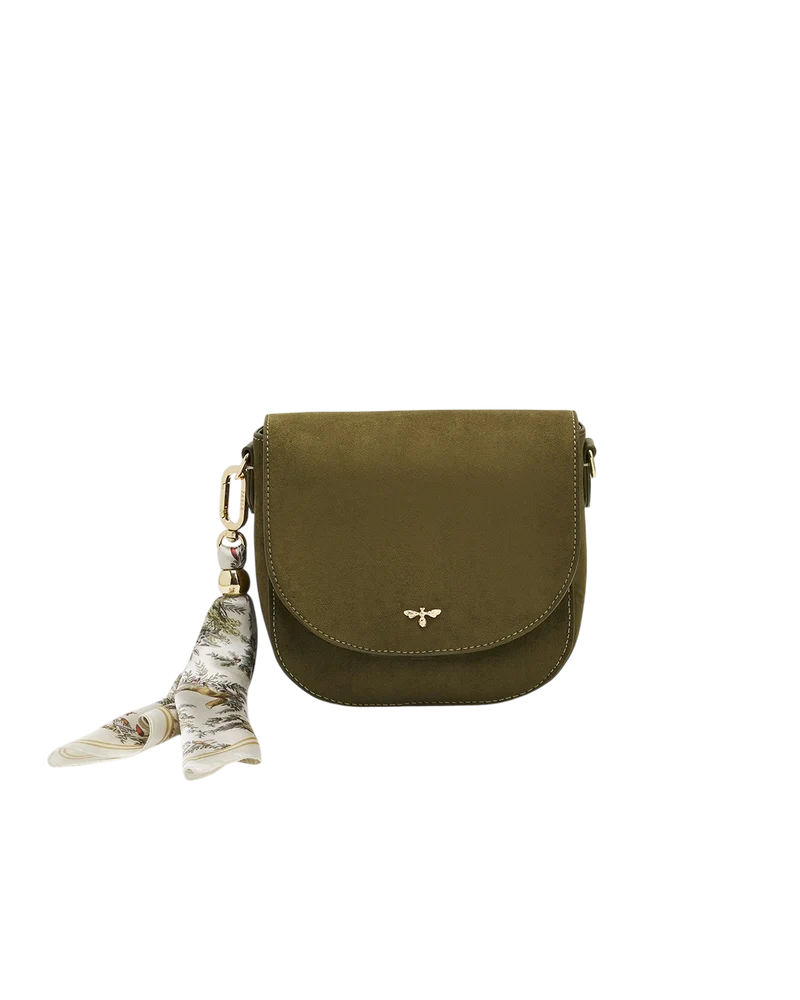 Beth Faux Suede Saddle Bag in Khaki