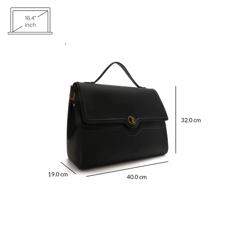 Violet Hamden Essential Bag Sac à Main Noir avec Compartiment pour Ordinateur Portable 16,4 pouces VH21005