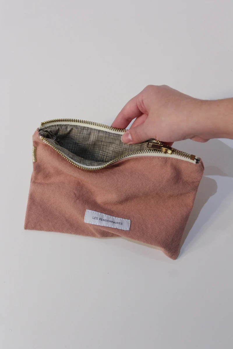 Petite pochette en toile de coton bio bois de rose