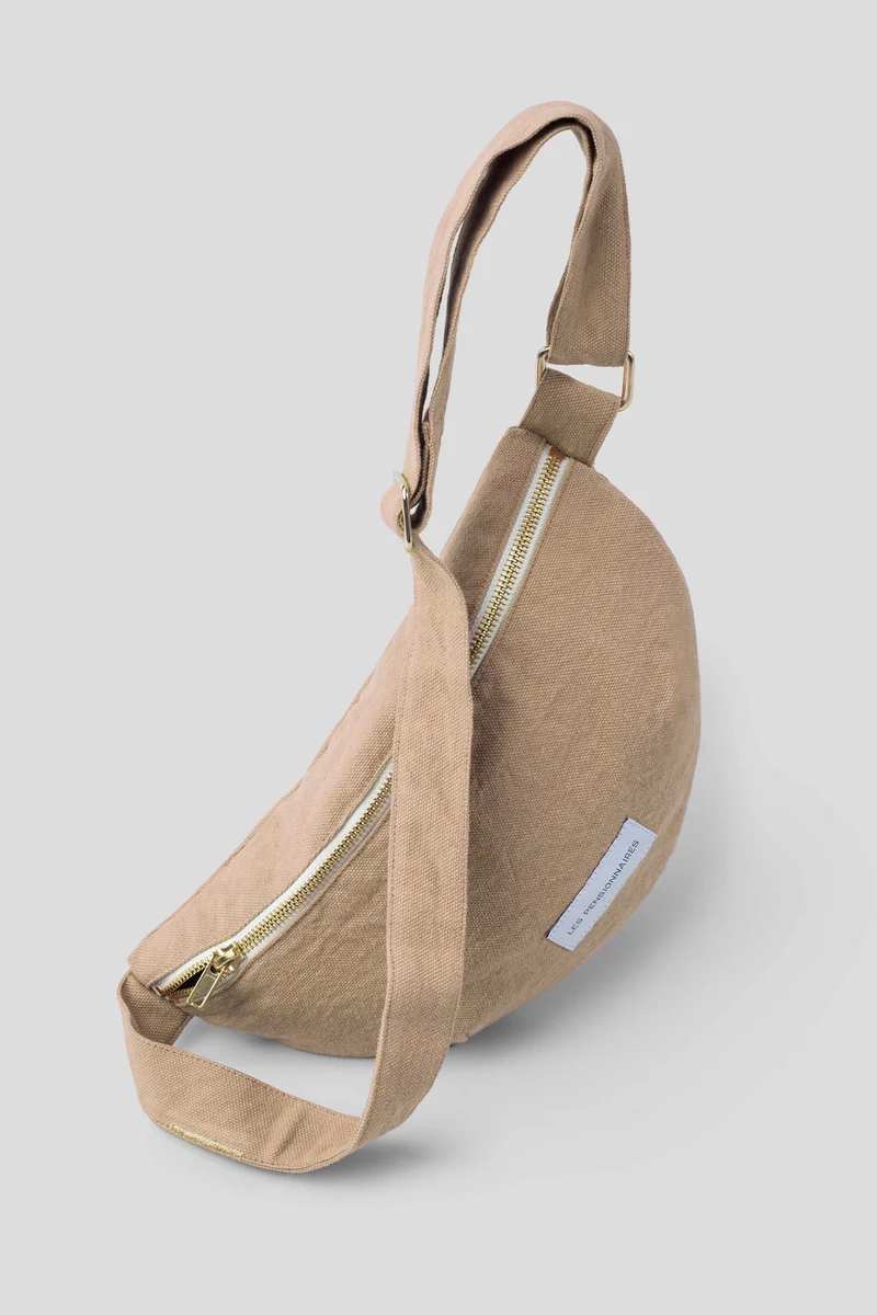 Sac banane en toile de coton bio beige sable