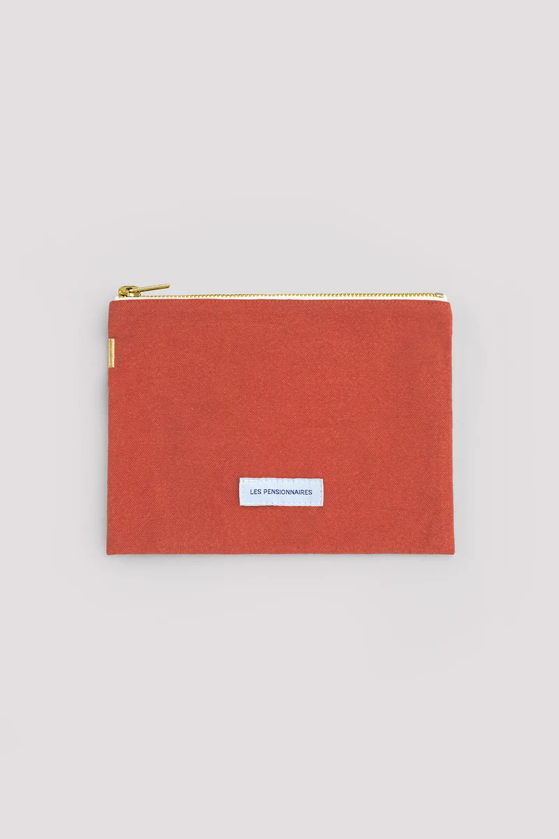 Petite pochette en toile de coton bio orange flamboyant