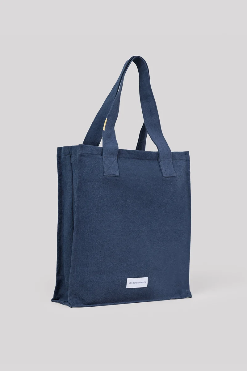Sac zippé en toile de coton bio Bleu orage