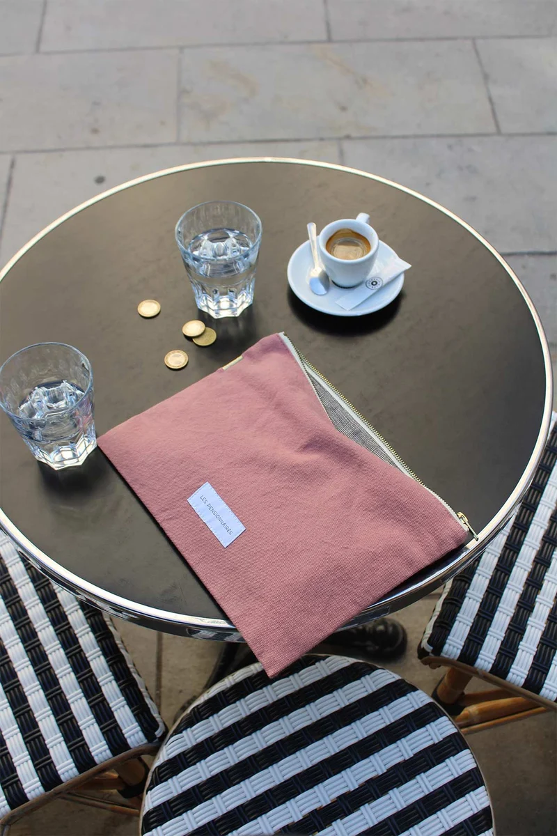 Grande pochette en toile de coton bio bois de rose