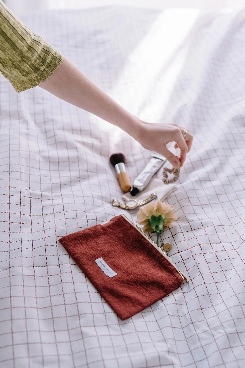 Petite pochette en toile de coton bio rouille