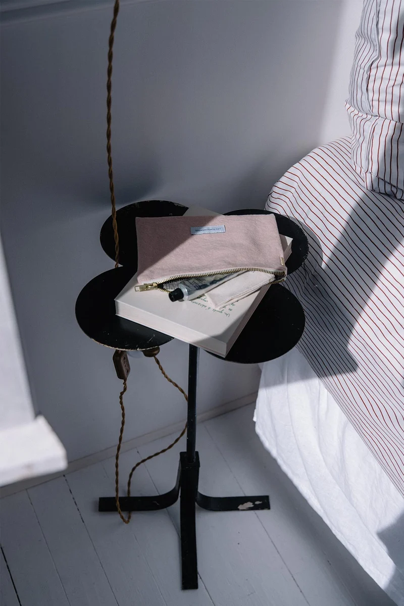 Petite pochette en toile de coton bio rose délicat