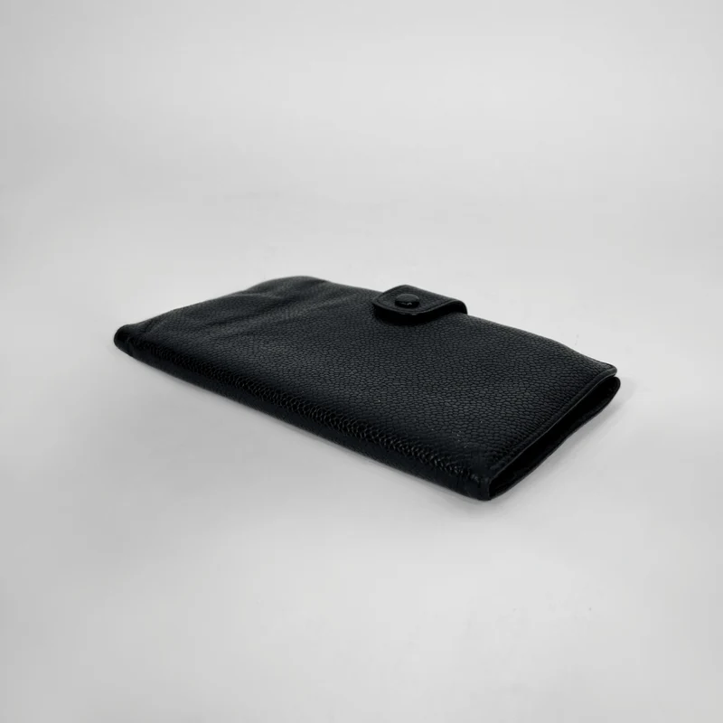 Chanel Portefeuille long CC French en cuir caviar noir