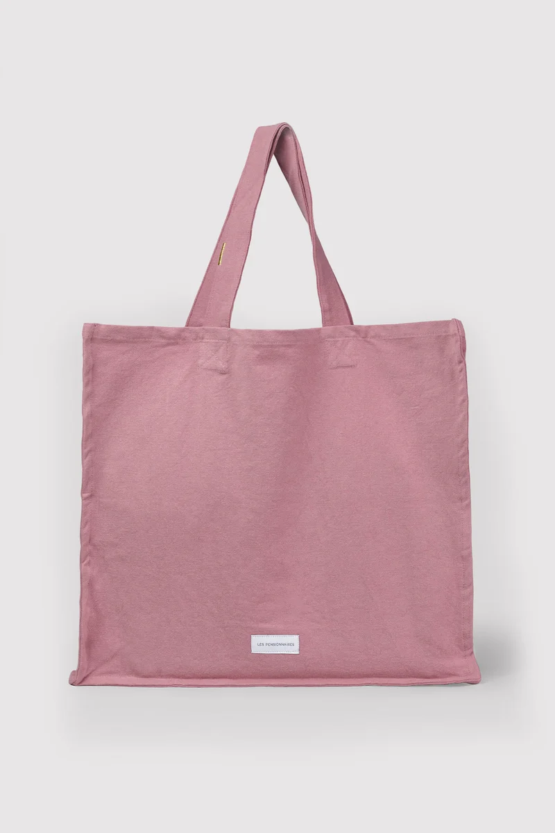 Grand cabas bois de rose en épaisse toile de coton bio