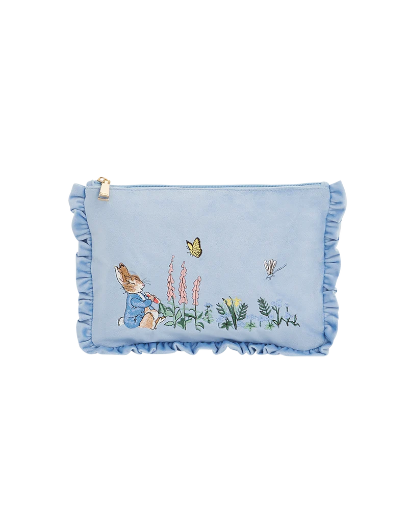 Fable England x Peter Rabbit Blue Velvet Embroidered Pouch