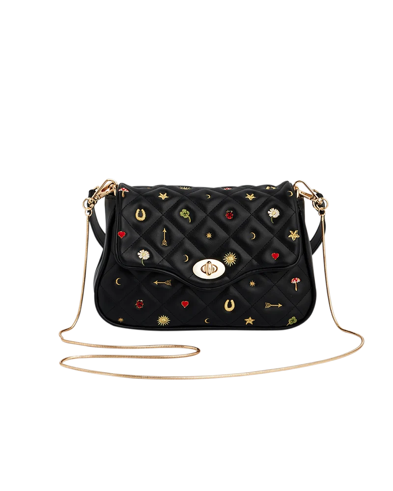 Mary Motif Quilted Crossbody Clutch