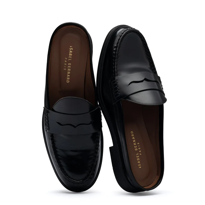 Isabel Bernard Vendôme Blandine mules noires en cuir spazzolato IB51016-601-35