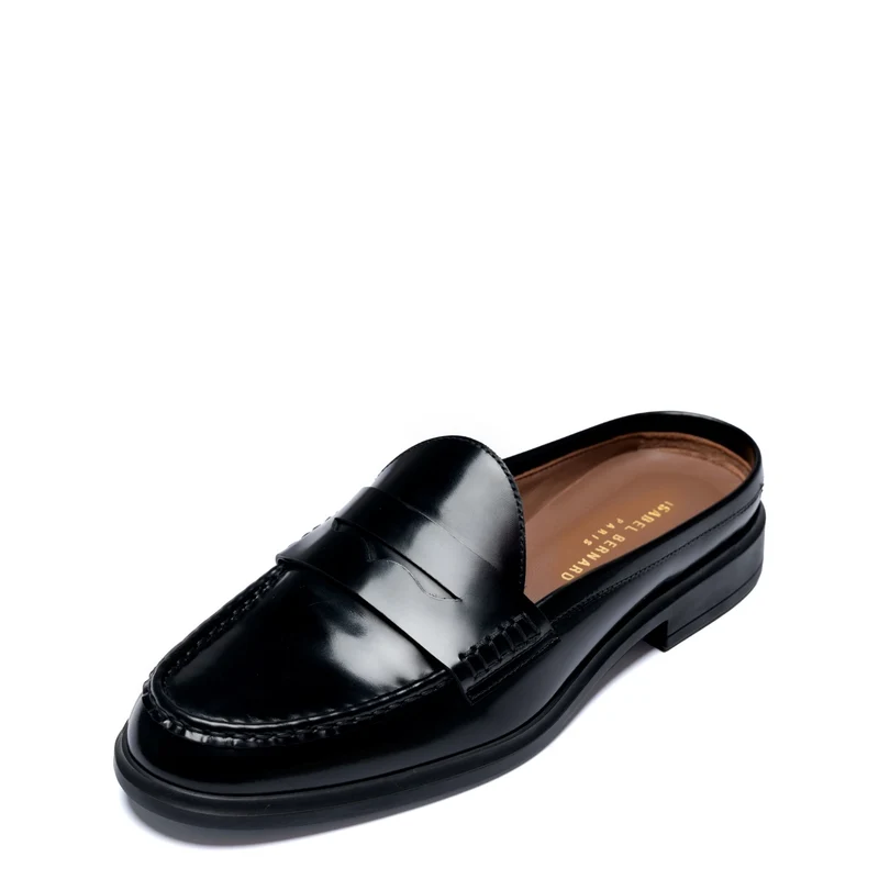 Isabel Bernard Vendôme Blandine mules noires en cuir spazzolato IB51016-601-35