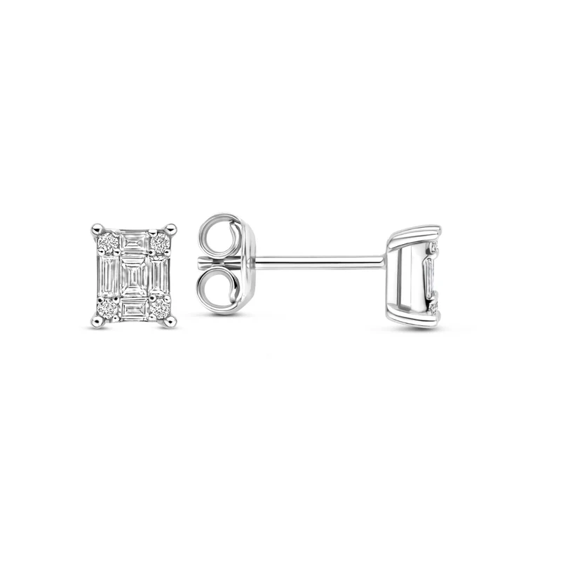 Isabel Bernard De la Paix Clous d'oreilles De la Paix Maxime en or blanc 14 carats avec diamant 0,22 carat IBD360031