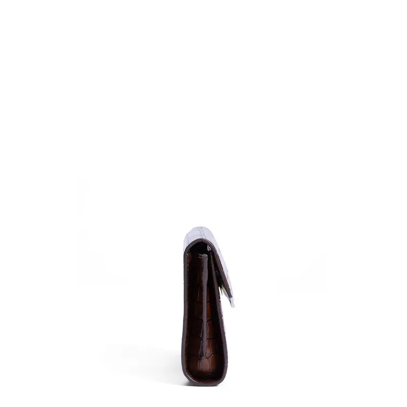Isabel Bernard Honoré Lina Pochette Croco Marron Avec Chaîne D’Épaule Amovible IB21135-230