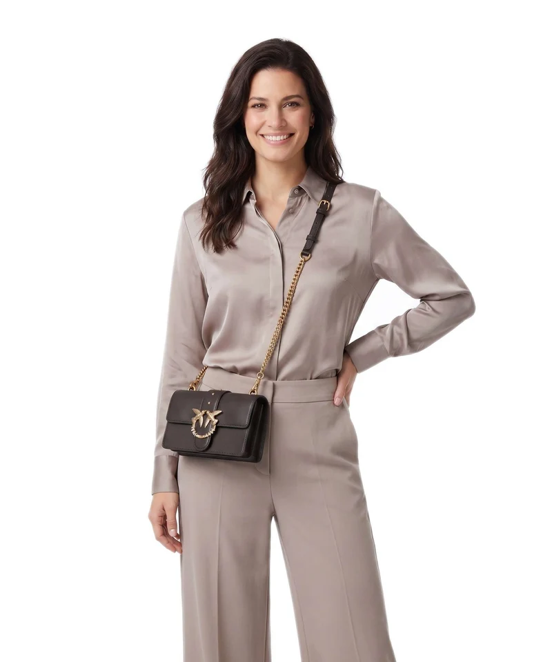 Pinko Love One Mini New Buckle Sac bandoulière marrone marasca/antique gold