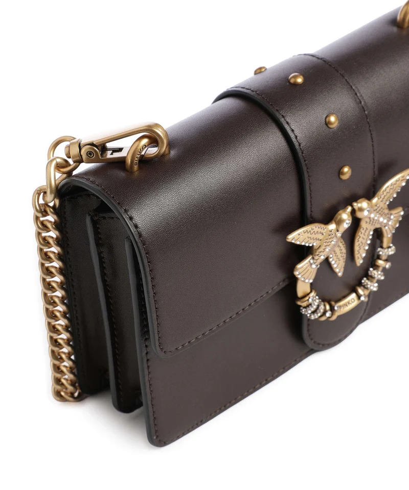 Pinko Love One Mini New Buckle Sac bandoulière marrone marasca/antique gold