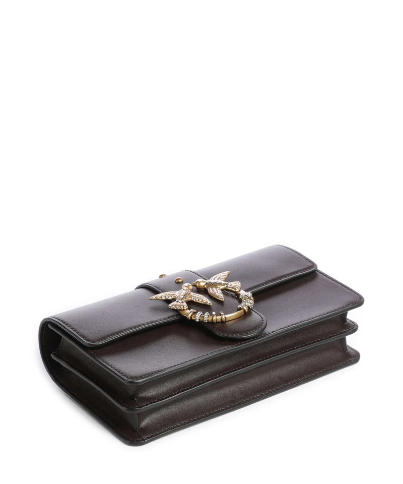 Pinko Love One Mini New Buckle Sac bandoulière marrone marasca/antique gold