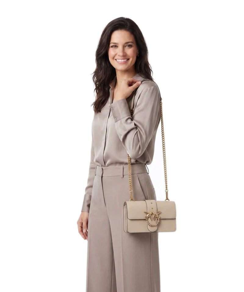 Pinko Love One Mini New Buckle Sac bandoulière beige/grigio fumo/antique gold
