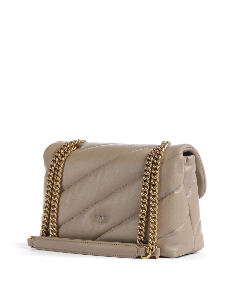 Pinko Love Puff Classic New Buckle Sac porté épaule grigio talpa/antique gold