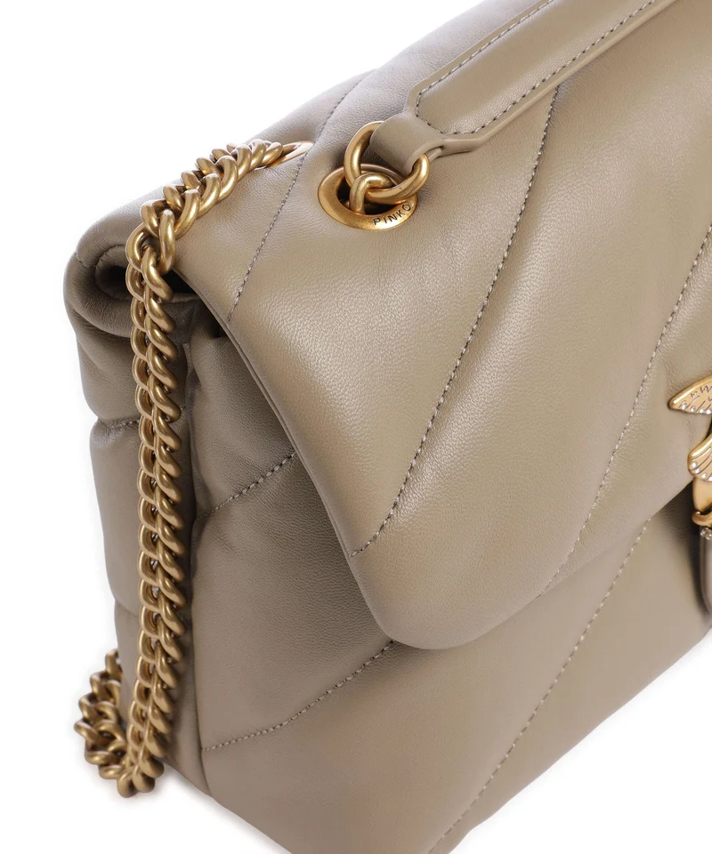 Pinko Love Puff Classic New Buckle Sac porté épaule grigio talpa/antique gold