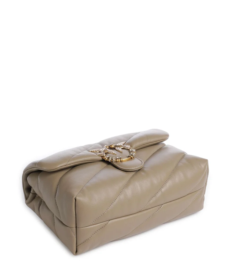 Pinko Love Puff Classic New Buckle Sac porté épaule grigio talpa/antique gold