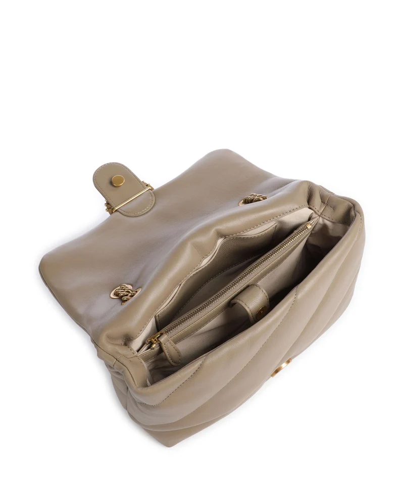 Pinko Love Puff Classic New Buckle Sac porté épaule grigio talpa/antique gold