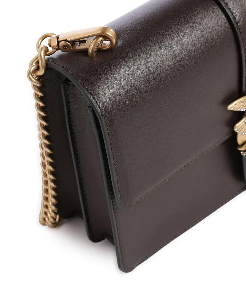 Pinko Love One Classic New Buckle Sac bandoulière marrone marasca/antique gold