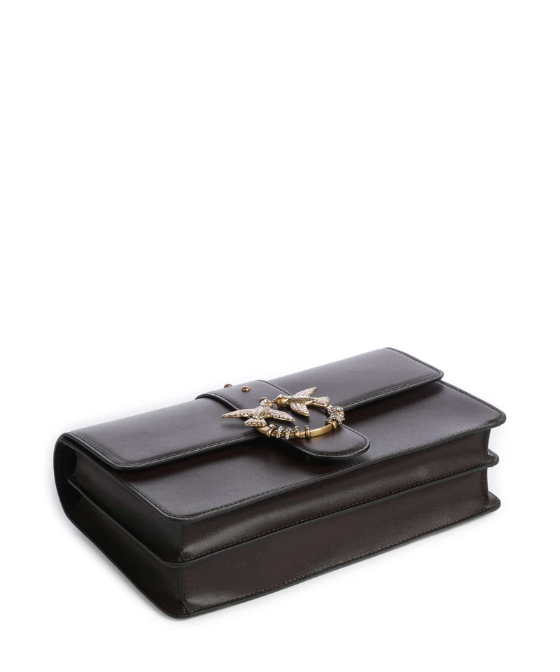 Pinko Love One Classic New Buckle Sac bandoulière marrone marasca/antique gold