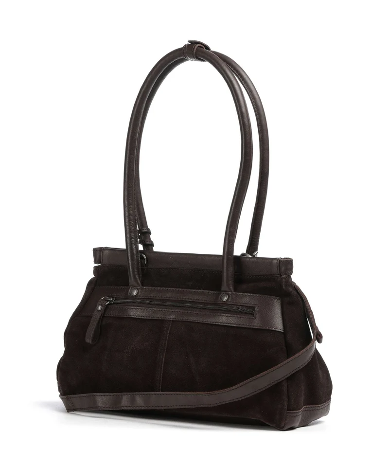 Spikes & Sparrow Suede Mix Milania Sac porté épaule dark brown