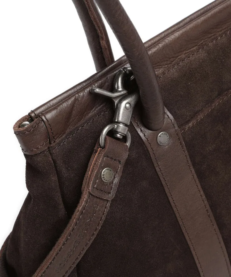 Spikes & Sparrow Suede Mix Milania Sac porté épaule dark brown