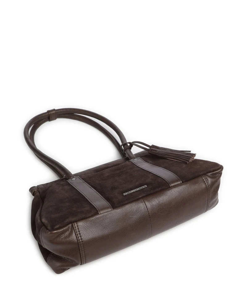 Spikes & Sparrow Suede Mix Milania Sac porté épaule dark brown