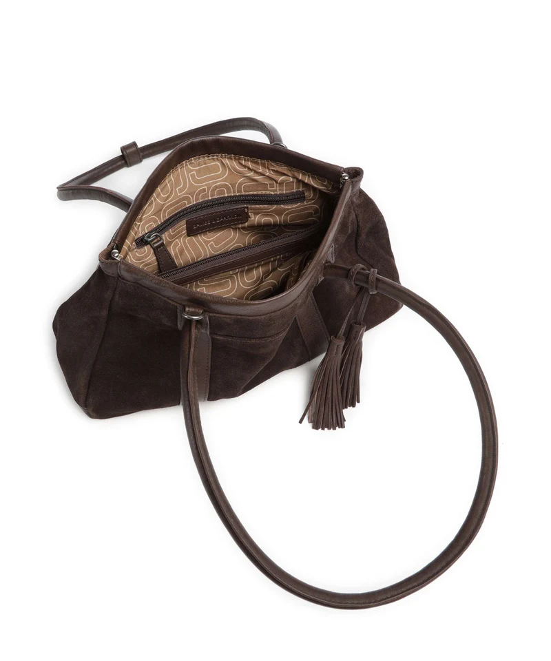 Spikes & Sparrow Suede Mix Milania Sac porté épaule dark brown