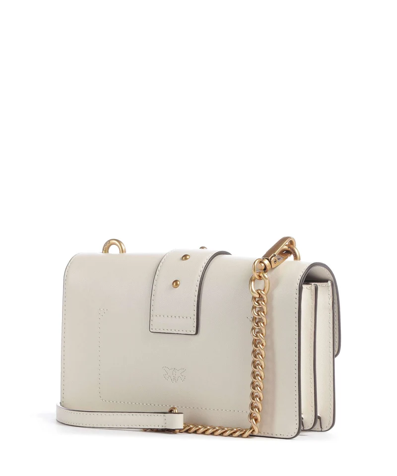 Pinko Love One Mini New Buckle Sac bandoulière bianco seta/antique gold