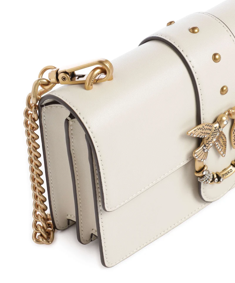 Pinko Love One Mini New Buckle Sac bandoulière bianco seta/antique gold