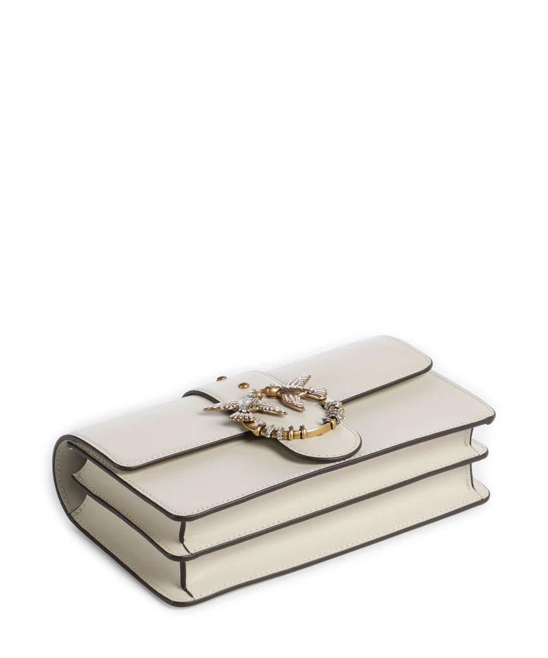 Pinko Love One Mini New Buckle Sac bandoulière bianco seta/antique gold