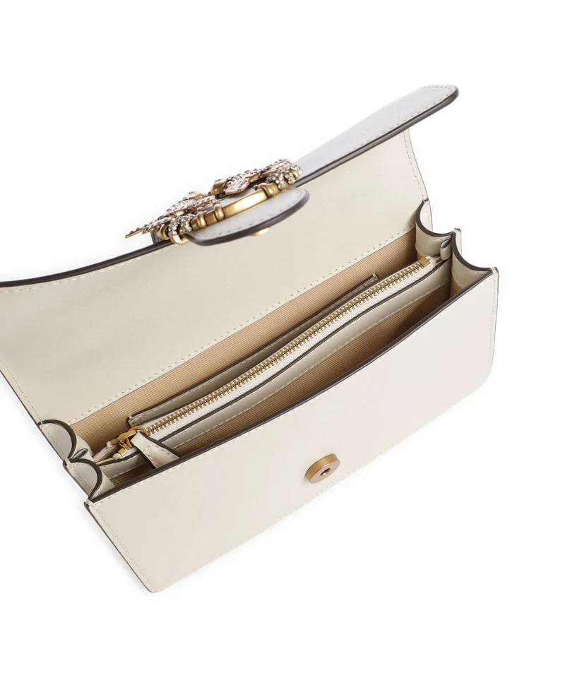 Pinko Love One Mini New Buckle Sac bandoulière bianco seta/antique gold