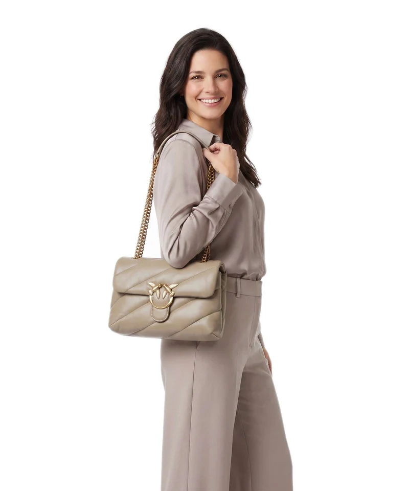Pinko Love Puff Classic Sac porté épaule grigio talpa/antique gold