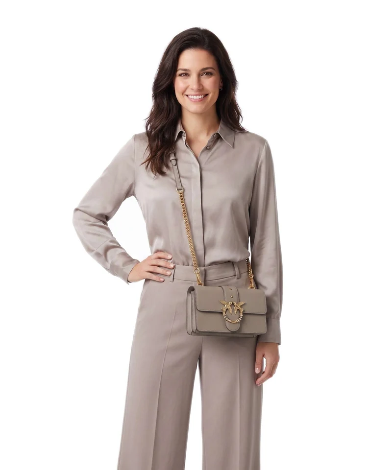 Pinko Love One Mini New Buckle Sac bandoulière grigio talpa/antique gold
