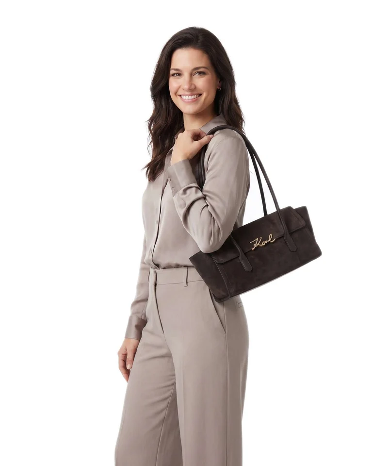 Karl Lagerfeld K/Signature Sac porté épaule tobacco