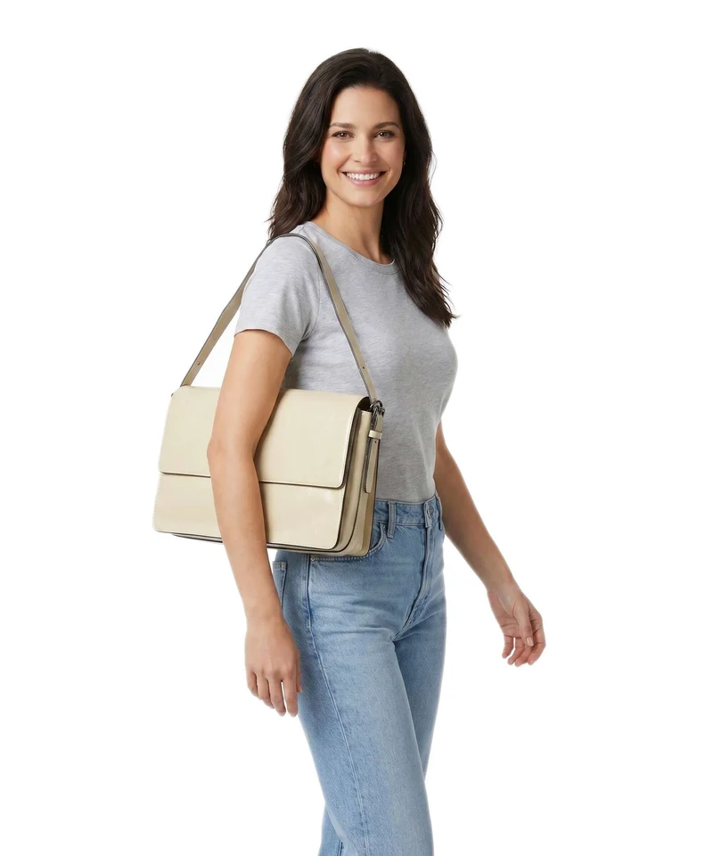 Liebeskind Audrey Recycled Lack Distressed M Sac porté épaule biscotti